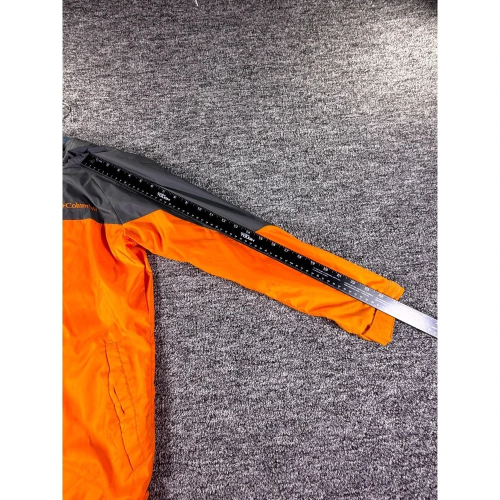 Columbia Sportswear Windbreaker Jacket Youth Medium 10/12 Orange Gray Hooded